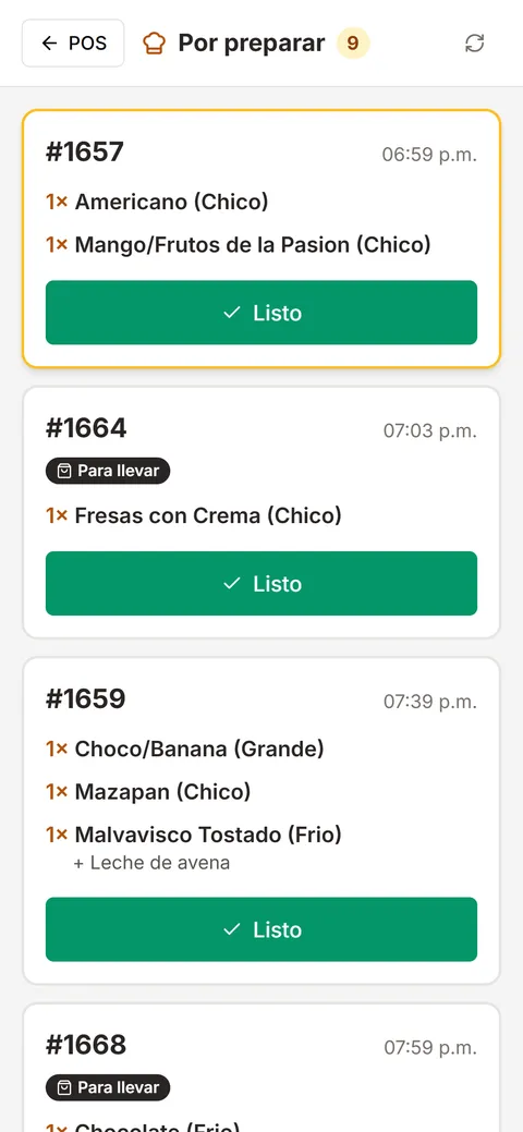 La comanda, sin impresora